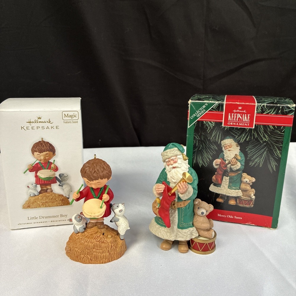 Hallmark Keepsake Ornaments 1992 Merry Olde Santa & 2010 Little Drummer Boy